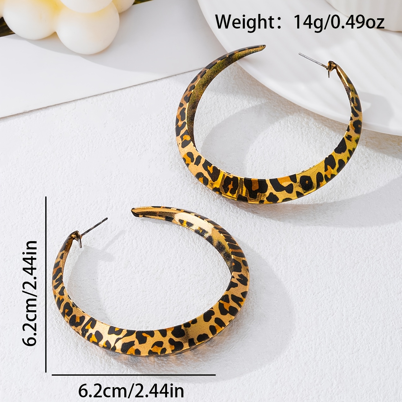 2pcs Exaggerated Minimalist Leopard Print Stud Earrings Set